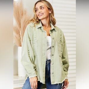 Women's Light Green Distressed Jacket